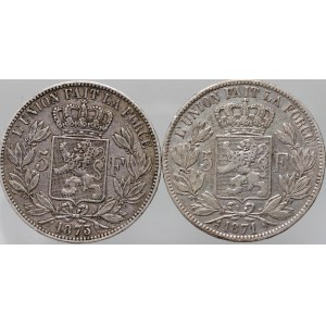 Belgium, Leopold II, 5 Francs 1871, 5 Francs 1873