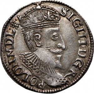 Zygmunt III Waza, trojak 1595, Olkusz, odmiana ze znakiem ruszt na końcu legendy