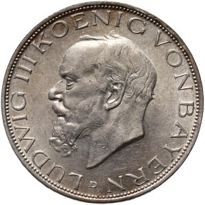 Germany, Bavaria, Ludwig III, 3 Mark 1914 D, Munich