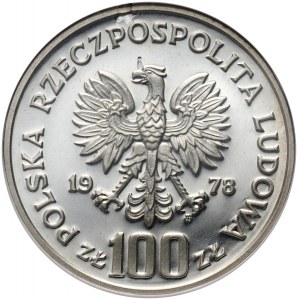 People's Republic of Poland, 100 gold 1978, Moose head, PRÓBA, silver