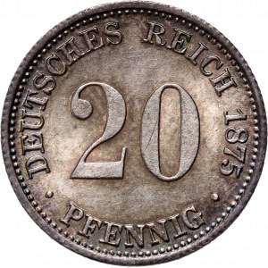 Germany, German Empire, 20 Pfennig 1875 C, Frankfurt
