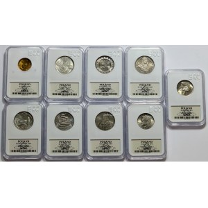 PRL/III Republic, set of 9 circulation and commemorative coins