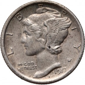 USA, 10 Cents (Dime) 1917, Philadelphia, Mercury