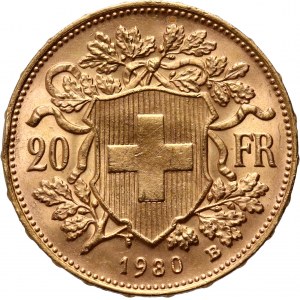 Switzerland, 20 Francs 1930 B, Bern, Vreneli