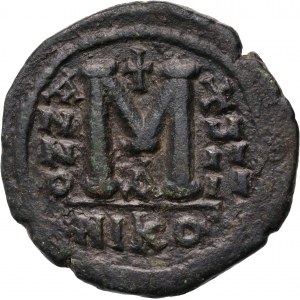 Byzancia, Justinián I. 527-565, follis, 36 mm, Nikomédia