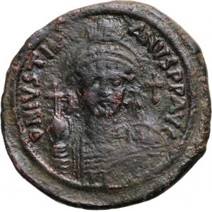 Byzancia, Justinián I. 527-565, follis, 35 mm, Nikomédia