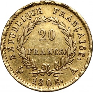 France, Napoleon I, 20 Francs 1808 A, Paris