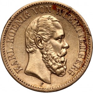 Germany, Württemberg, Karl I, 20 Mark 1873 F, Stuttgart