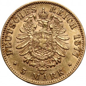Germany, Bavaria, Ludwig II, 5 Mark 1877 D, Munich