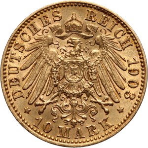 Germany, Saxony, Georg, 10 Mark 1903 E, Muldenhütten