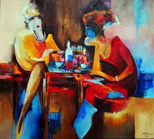 Tadeusz Machowski, Gossip over wine, 2023