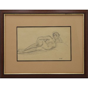 Weiss WOJCIECH (1875-1950), Akt leżącej modelki - rysunek dwustronny