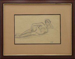 Weiss WOJCIECH (1875-1950), Akt leżącej modelki - rysunek dwustronny