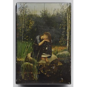 FEDOSKINO, krabice s malovanou reprodukcí obrazu Viktora Vasněcova Alonuška