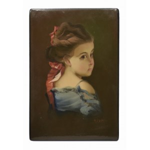 Schachtel mit gemaltem Mädchenkopf