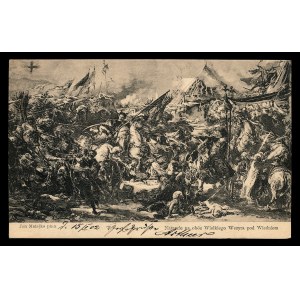 Kingdom of Poland Postcard with reproduction of painting Assault on the camp of the Grand Vizier near Vienna (146)
