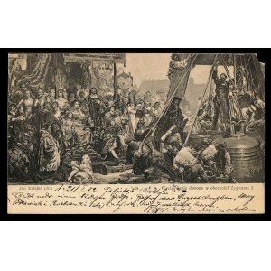 Kingdom of Poland Postcard with reproduction of painting Pulling the bell in the presence of Sigismund I (148)