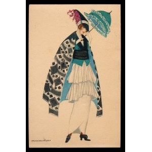 Wiedeń Pocztówka z obrazkiem kobiety w awangardowej sukni autorstwa Meli Koehler (153)