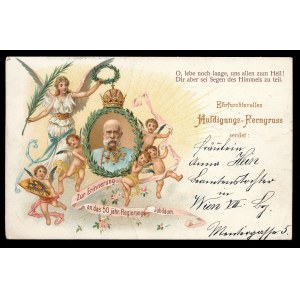 Rakúsko-uhorská jubilejná pohľadnica k 50. výročiu vlády cisára Františka Jozefa (433)