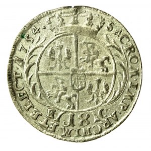 August III, Ort koronny 1754, Lipsk, szerokie popiersie (4)