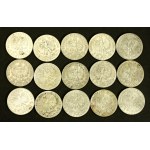 II RP, set of 5 gold 1932-1933 Head of a woman. 66 pieces total. (942)