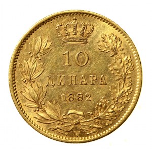 Serbien, Mailand I, 10 Dinare 1882 V, Wien (504)