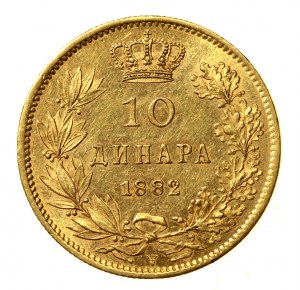 Serbia, Milan I, 10 dinars 1882 V, Vienna (504)