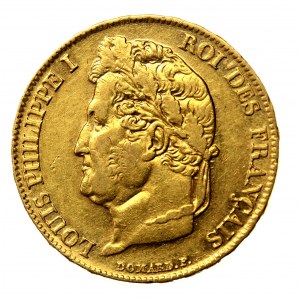 Francúzsko, Ľudovít Filip I., 20 frankov 1840 W, Lille. Vzácne. (512)