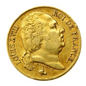 Francja, Ludwik XVIII, 20 franków 1818 A, Paryż (513)