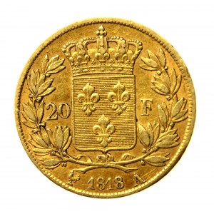 Francja, Ludwik XVIII, 20 franków 1818 A, Paryż (513)