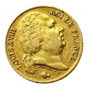 Francja, Ludwik XVIII, 20 franków 1818 A, Paryż (514)
