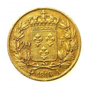 Francja, Ludwik XVIII, 20 franków 1818 A, Paryż (514)