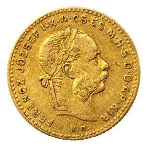 Węgry, Franciszek Józef I, 4 forinty = 10 franków 1887 KB, Kremnica (523)