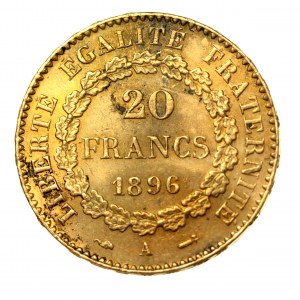 Francja, Republika, 20 franków 1896, Paryż (528)