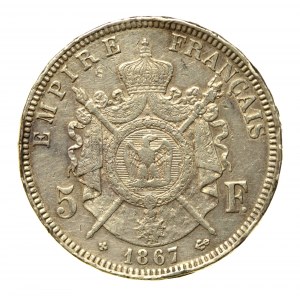 Francja, Napoleon III, 5 franków 1867 (543)