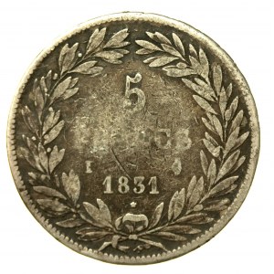 Francúzsko, Ľudovít Filip I., 5 frankov 1831 (544)