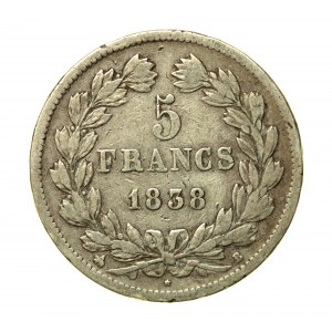 Francja, Ludwik Filip I, 5 franków 1838 (547)