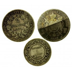 France, lot of three 19th century silver coins (556)