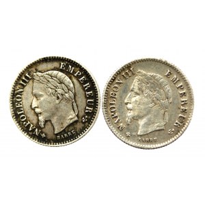 Francja, Napoleon III, 20 centów 1867 x 2 szt. (607)