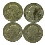 II RP, set of 5 gold 1932 -1934 Head of a woman. 35 pieces total. (615)