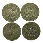 II RP, zestaw 5 złotych 1932 -1934 Głowa kobiety. Razem 35 szt. (615)