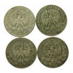 II RP, zestaw 5 złotych 1932 -1934 Głowa kobiety. Razem 35 szt. (615)