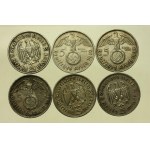 Germany, Third Reich, set of 5 marks 1934 -1939. total 25 pcs (802)