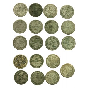 Russia, set of 20 kopecks 1867-1893. total 19 pieces. (809)