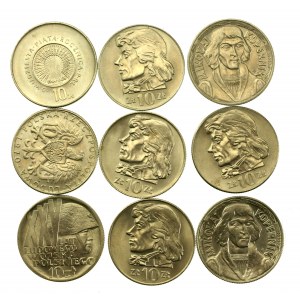 PRL, zestaw 10 złotych 1968-1970. Razem 10 szt. (833)