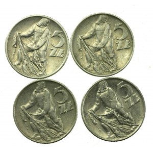 PRL sada 5 zlatých Rybak 1959-1973. spolu 4 ks. (837)