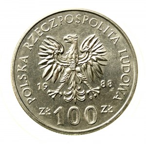 PRL, Jadwiga, 100 złotych 1988, odmiana bez monogramu projektanta (840)