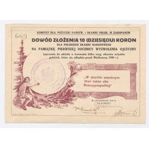 Komitet Pożyczki Państwowej i Skarbu, 10 koron, Zakopane 1919 (323)