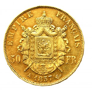 Francja, Napoleon III, 50 franków 1857 A, Paryż (617)