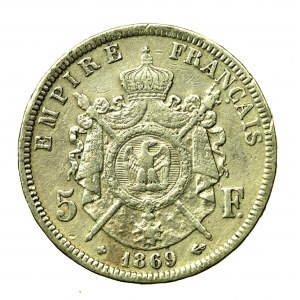 Francja, 5 franków, 1869 BB (623)